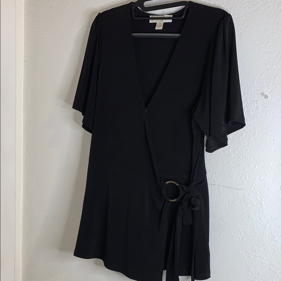 NWOT Michael Michael Kors Black Wrap Dress with Belt - Picture 1 of 10